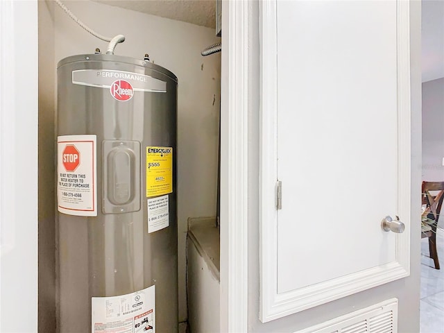 utility room with water heater