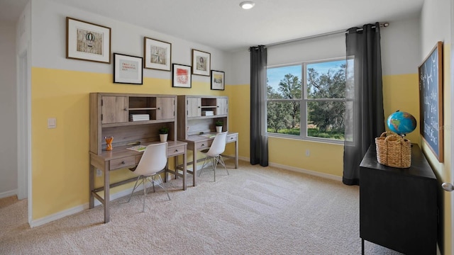 view of carpeted home office