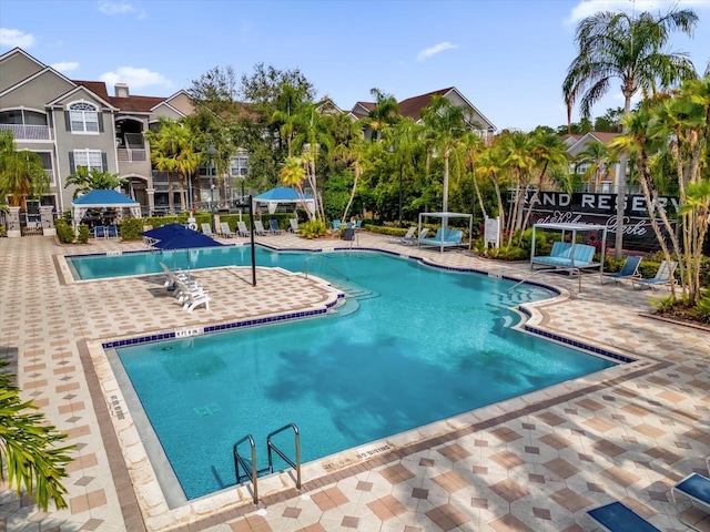 view of pool featuring a patio area