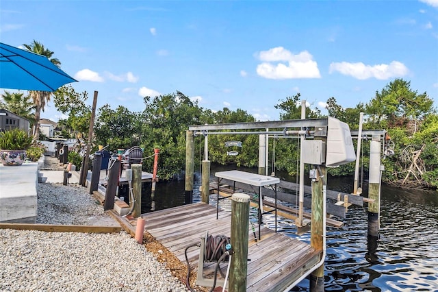 view of dock featuring a water view