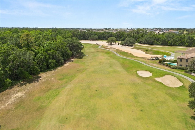 drone / aerial view featuring view of golf course