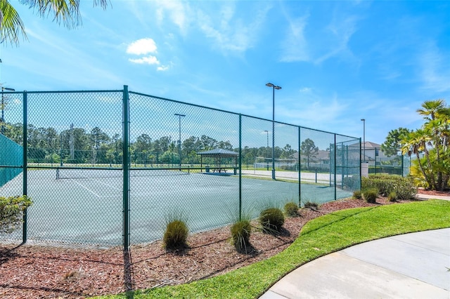 view of sport court featuring a gazebo