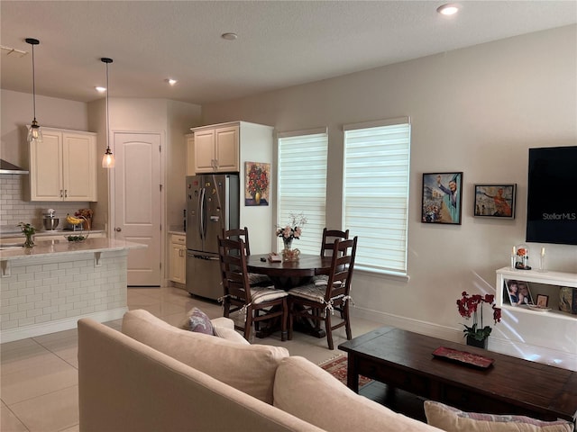 view of tiled living room