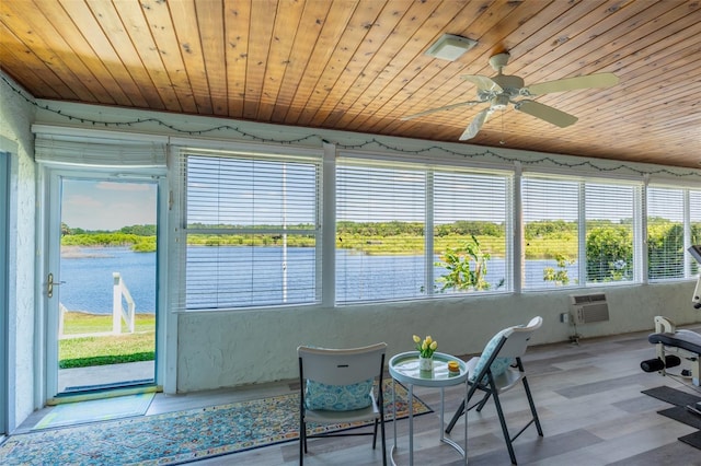 1433 Lake Marion Dr, Apopka, FL 32712 - sunroom / solarium with plenty of natural light, an AC wall unit, and a water view