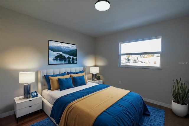 bedroom featuring dark hardwood / wood-style floors