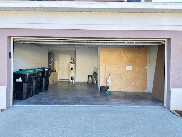 garage with water heater