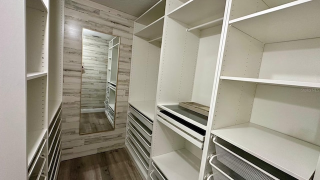 spacious closet featuring dark hardwood / wood-style floors