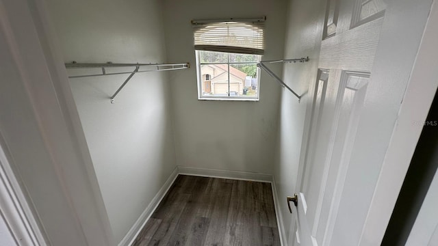 walk in closet featuring dark hardwood / wood-style floors