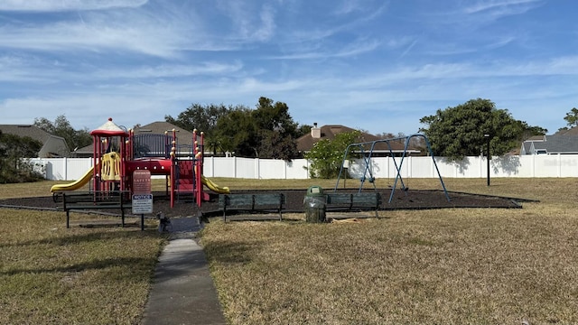 view of playground featuring a yard