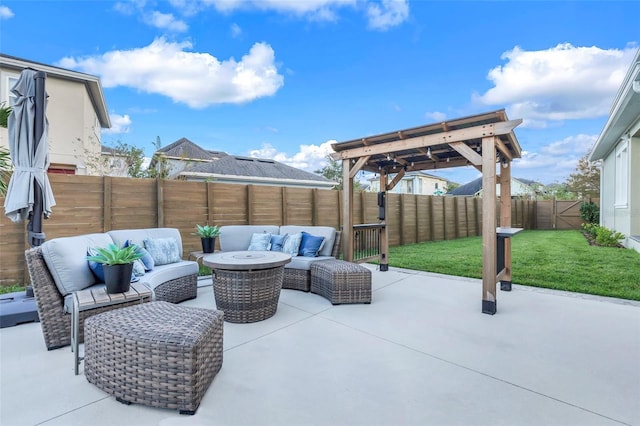 view of patio featuring an outdoor hangout area