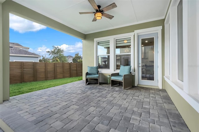 view of patio / terrace with ceiling fan