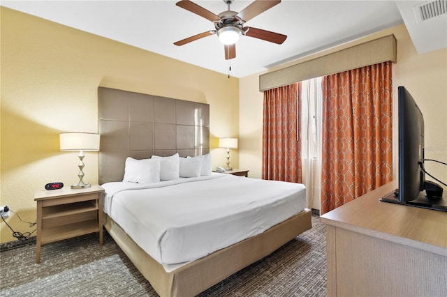 bedroom featuring ceiling fan