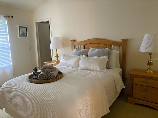 bedroom with vaulted ceiling