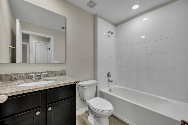 full bathroom featuring vanity, toilet, and tub / shower combination