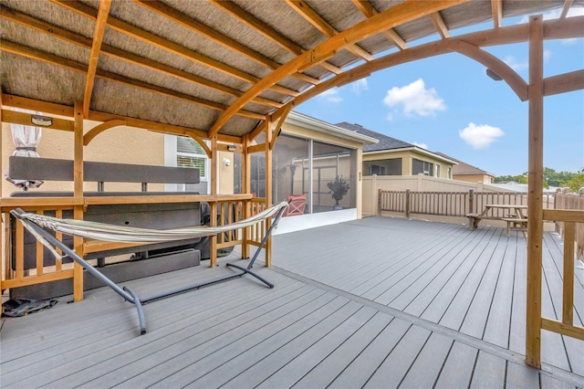 deck featuring a sunroom