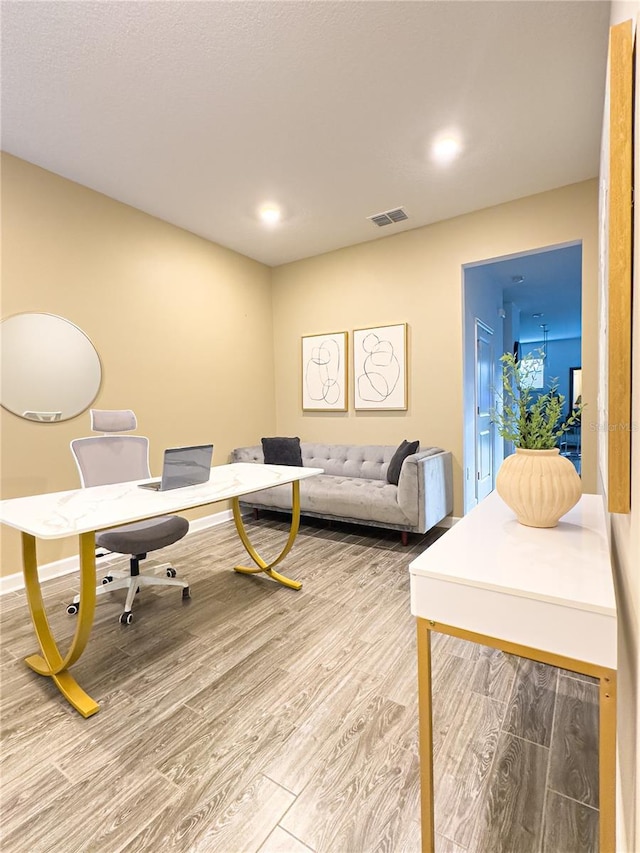 office space featuring hardwood / wood-style flooring