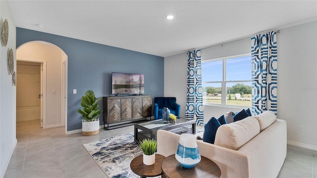 view of tiled living room