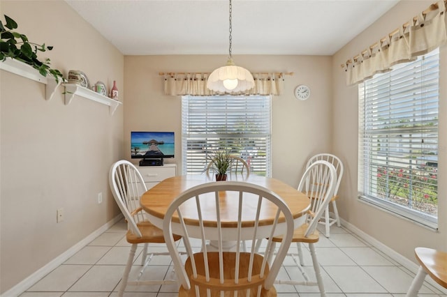 dining room with a wealth of natural light and light tile patterned floors