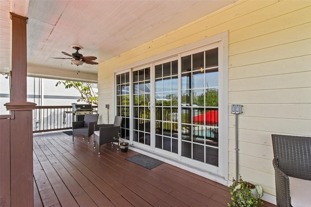 deck featuring ceiling fan