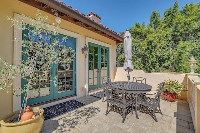 view of patio / terrace featuring french doors