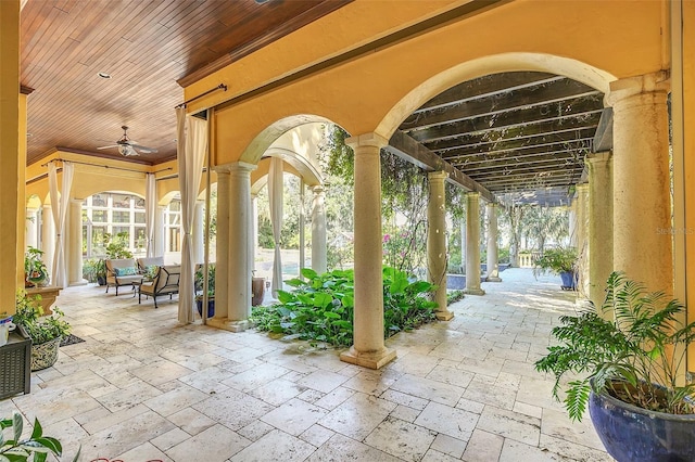 view of patio / terrace with an outdoor hangout area and ceiling fan