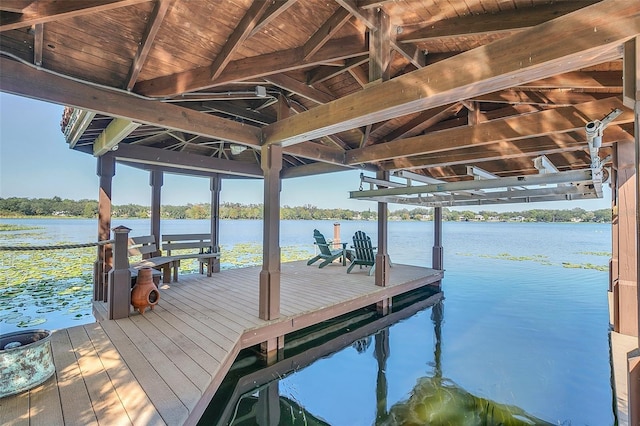 dock area featuring a water view