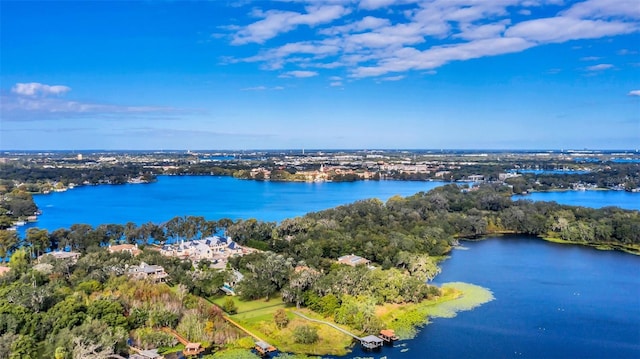 bird's eye view featuring a water view