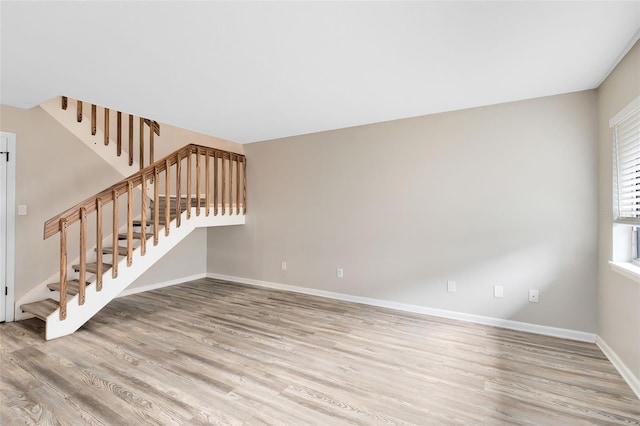 unfurnished living room featuring light hardwood / wood-style flooring