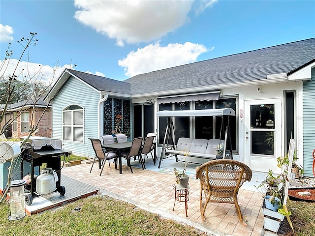 view of patio featuring an outdoor living space and grilling area