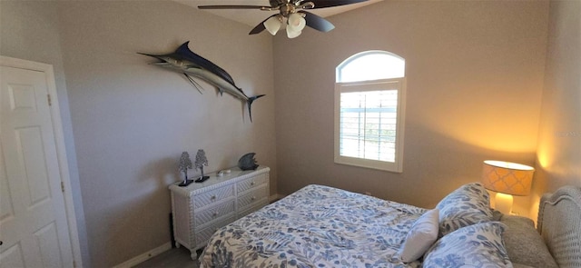 bedroom featuring ceiling fan