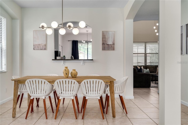 view of tiled dining room