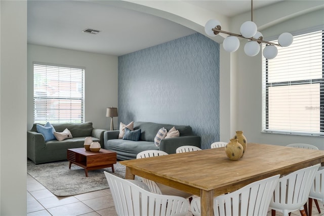 view of tiled dining space