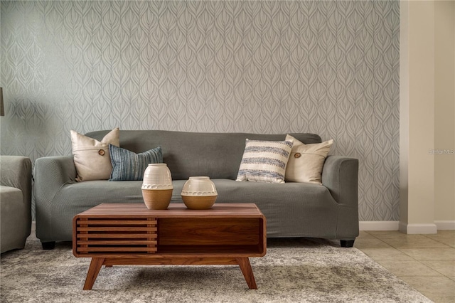 view of tiled living room