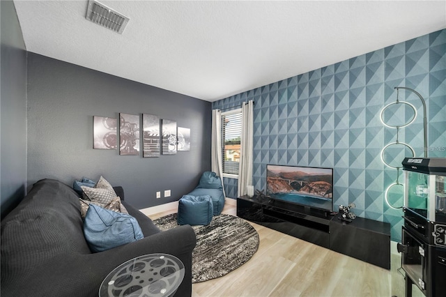 living room with hardwood / wood-style floors