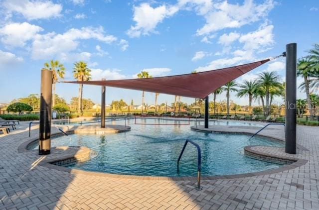 view of pool featuring a patio