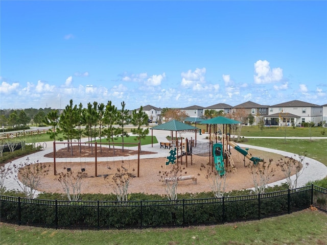 view of play area with a yard