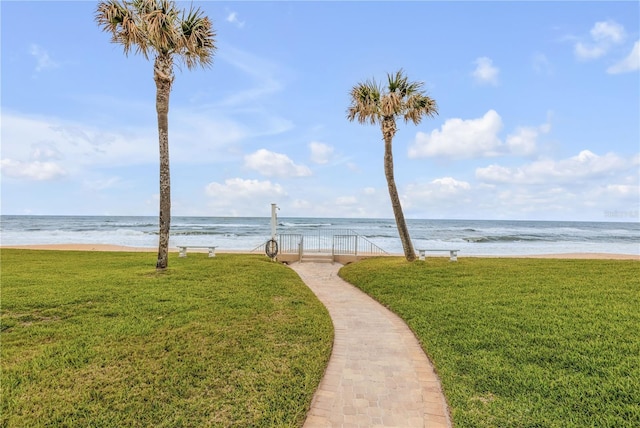 property view of water featuring a view of the beach