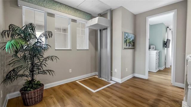 entryway with wood-type flooring