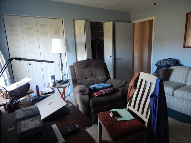 living room featuring carpet flooring