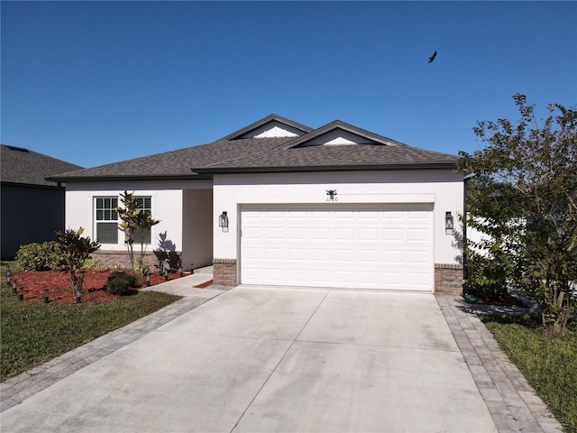 ranch-style house featuring a garage