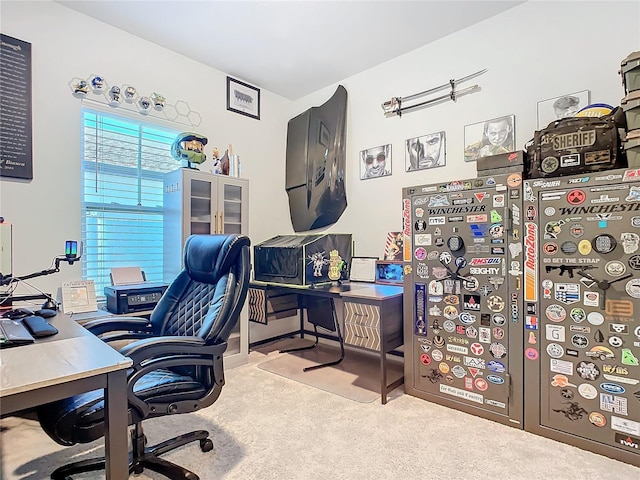 view of carpeted home office