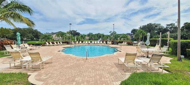 view of pool featuring a patio