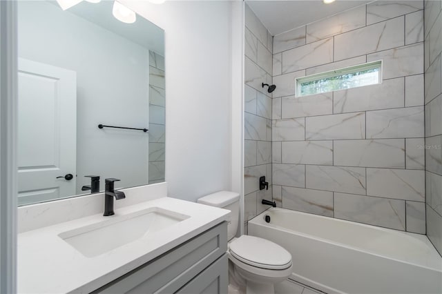 full bathroom with toilet, shower / bath combination, and vanity