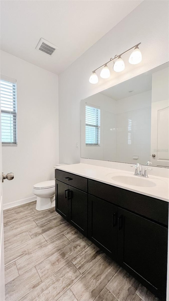 bathroom with toilet and vanity