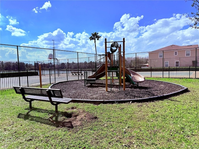 view of play area with a lawn