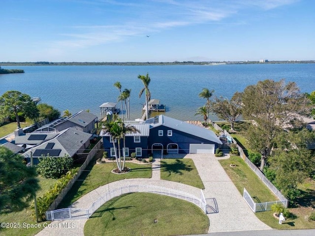 bird's eye view featuring a water view