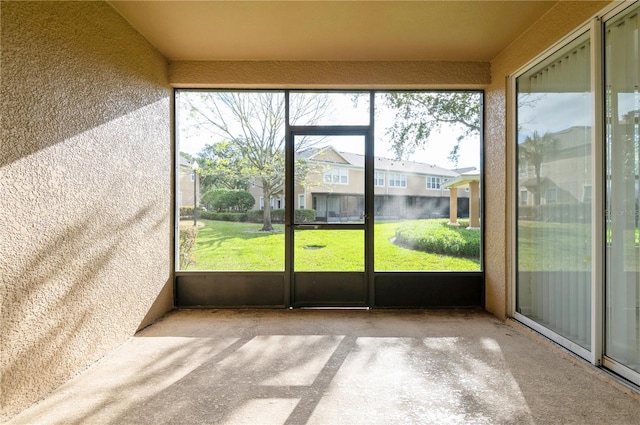 view of unfurnished sunroom