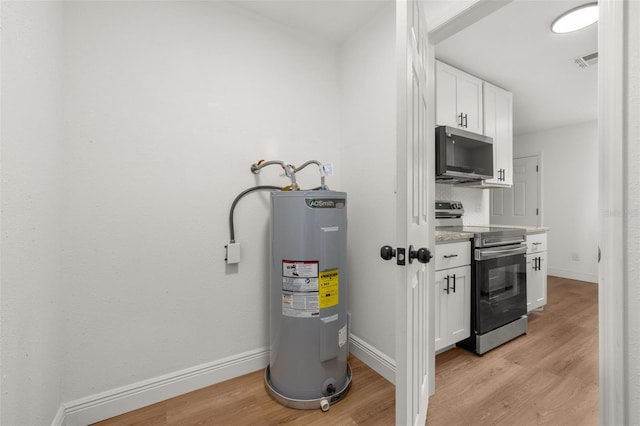 utility room with electric water heater