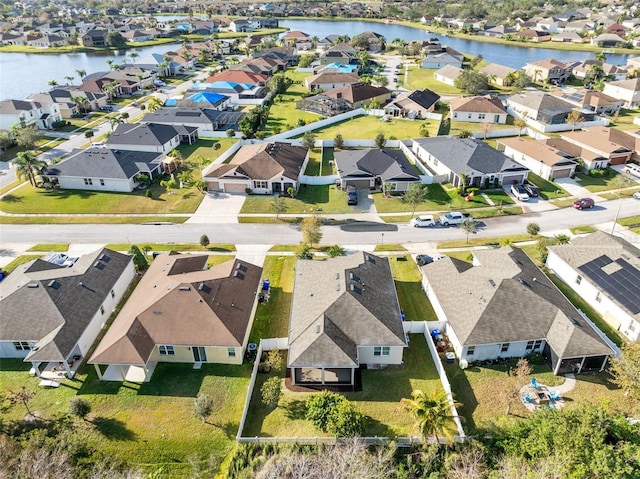 bird's eye view featuring a water view