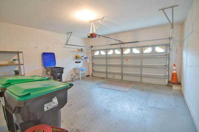 garage with a garage door opener